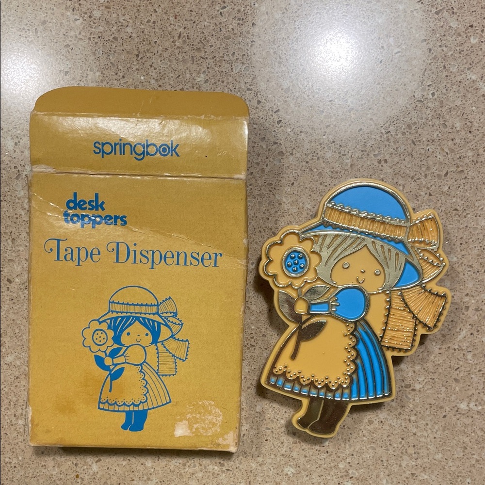 Vintage-Springbok Blue and Gold Tape Dispenser